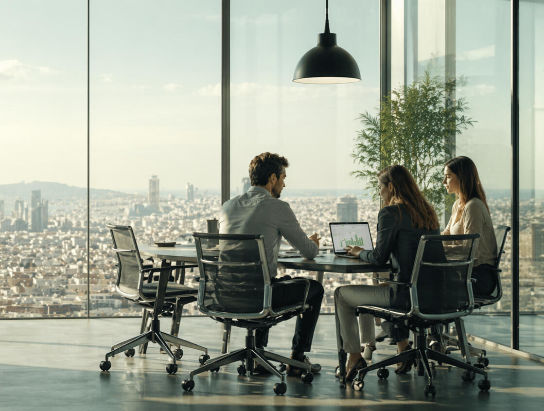 Imagen de las oficinas de OPTIMIZA. Imagen de la ciudad de Barcelona, lugar donde se encuentran las oficinas centrales de OPTIMIZA.